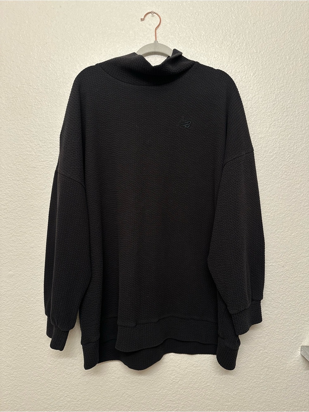 New Balance Women's Black Textured Cowl Neck Sweater